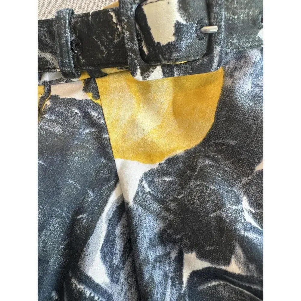 Samantha Sung Belted Lemon Print Knee Length Skirt Size 2